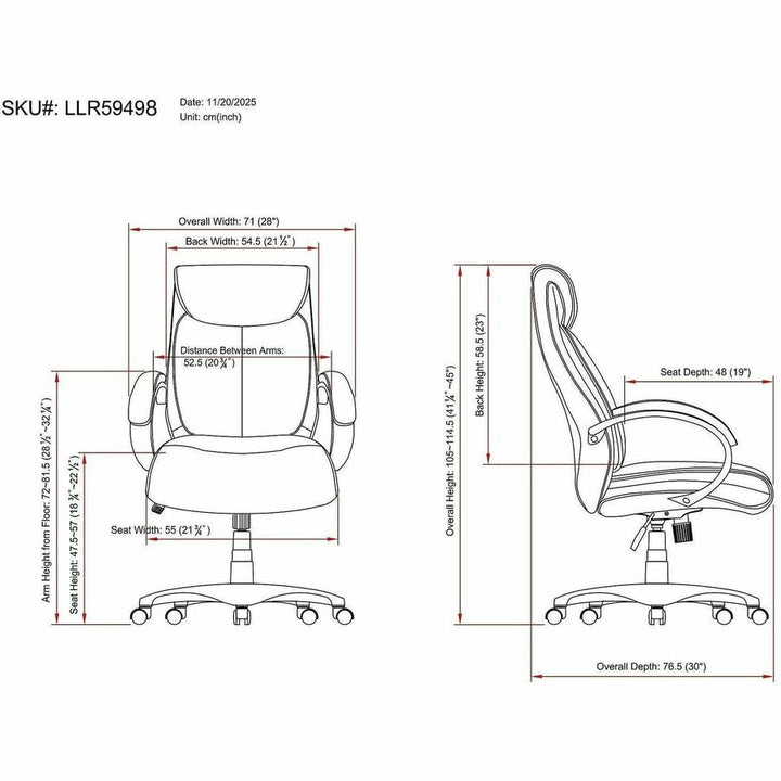 Image of Lorell 59498 Executive High-Back Office Chair