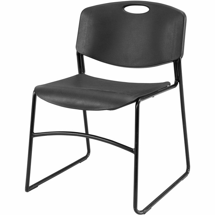 Image of Lorell 62528 Heavy-duty Standard-height Stack Chairs, Plastic Seat Material, Plastic Back Material, Steel Frame Material, Black, 4 / Carton