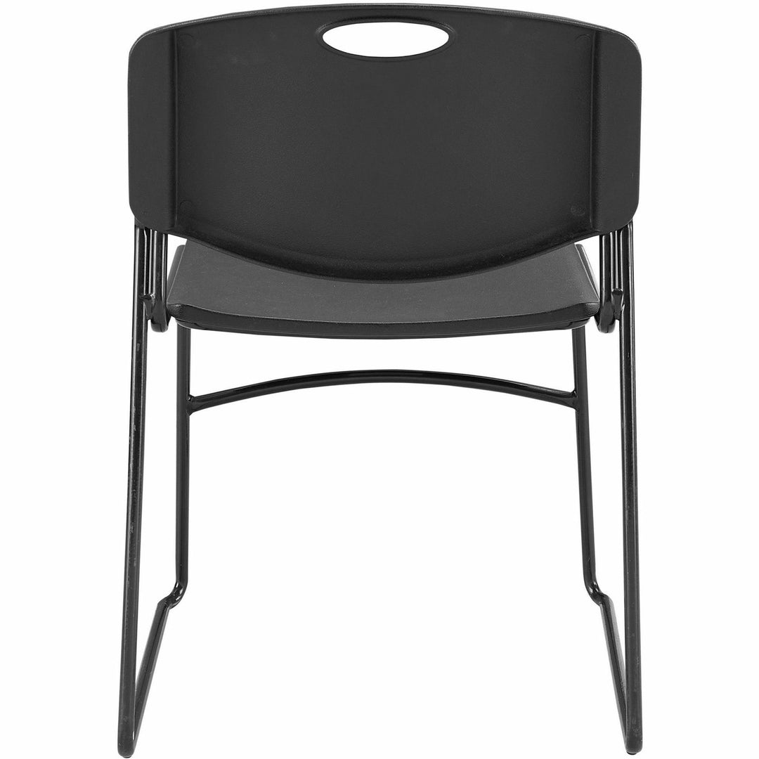 Image of Lorell 62528 Heavy-duty Standard-height Stack Chairs, Plastic Seat Material, Plastic Back Material, Steel Frame Material, Black, 4 / Carton