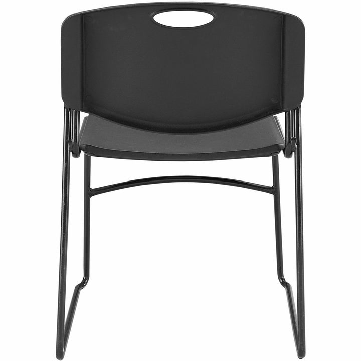 Image of Lorell 62528 Heavy-duty Standard-height Stack Chairs, Plastic Seat Material, Plastic Back Material, Steel Frame Material, Black, 4 / Carton