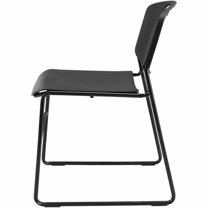 Image of Lorell 62528 Heavy-duty Standard-height Stack Chairs, Plastic Seat Material, Plastic Back Material, Steel Frame Material, Black, 4 / Carton