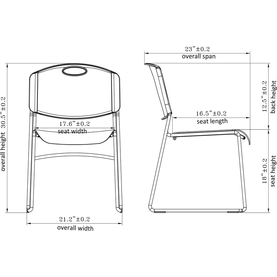 Image of Lorell 62528 Heavy-duty Standard-height Stack Chairs, Plastic Seat Material, Plastic Back Material, Steel Frame Material, Black, 4 / Carton