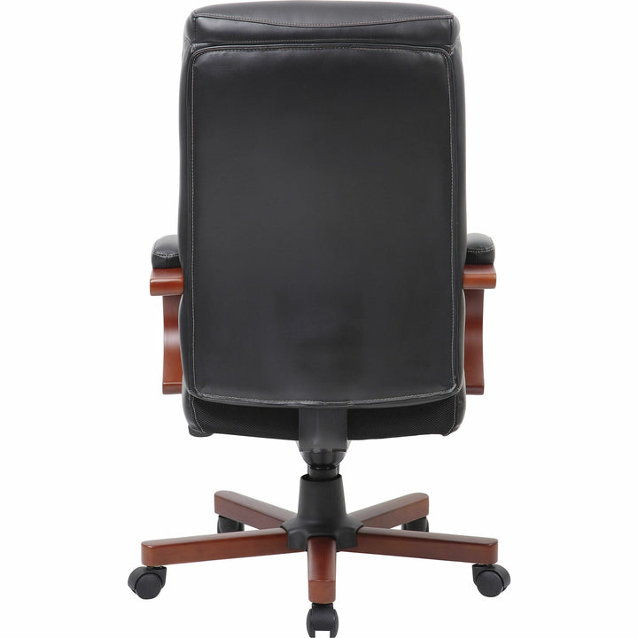 Image of Lorell Hi-Back Exec Chair,26.77"x29.5"x42.91"-45.87",Black/Mahogany