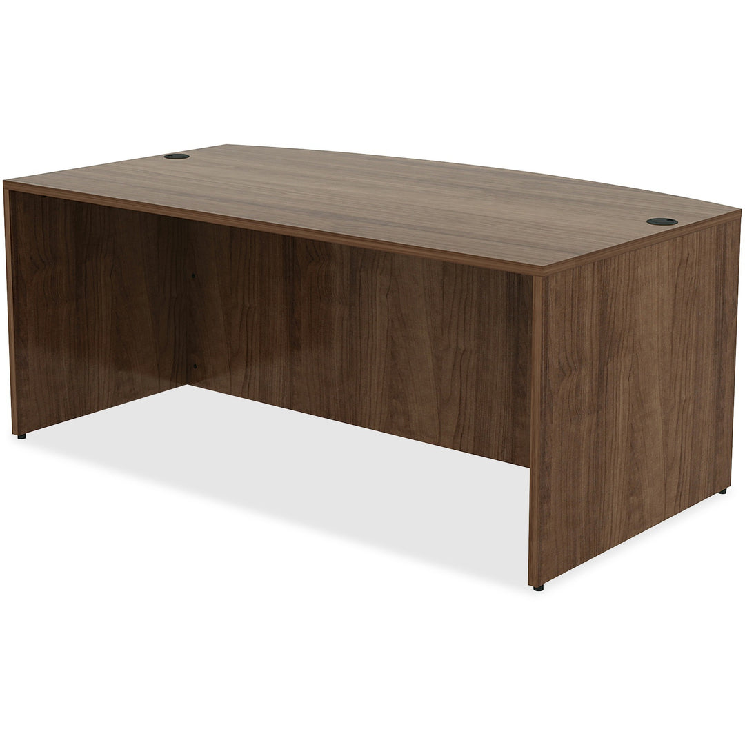 Image of Lorell Desk Shell, Bowfront, 72"x41-2/5"x29-1/2", Walnut