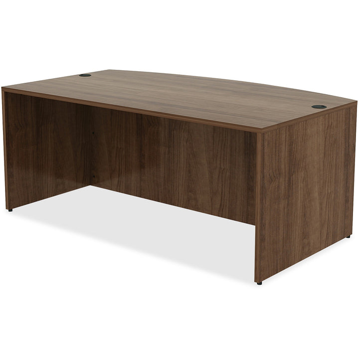 Image of Lorell Desk Shell, Bowfront, 72"x41-2/5"x29-1/2", Walnut