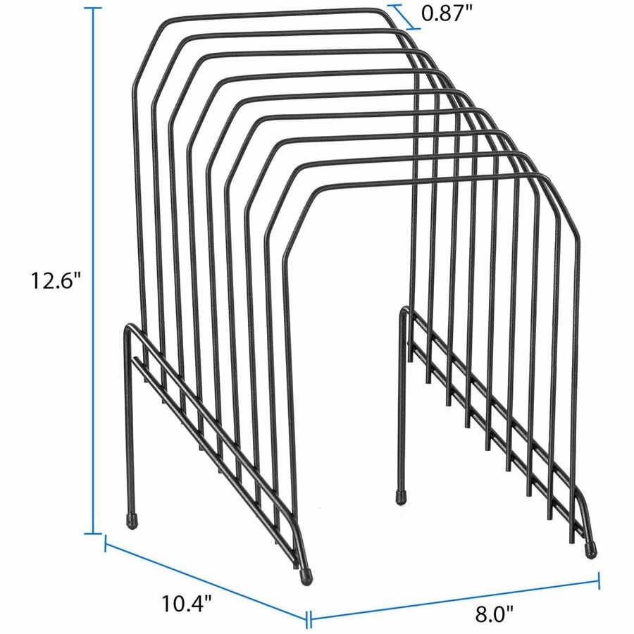 Image of Lorell Vertical File, Wire, 8 Divider, 8"x10-3/8"x11-7/8", BK