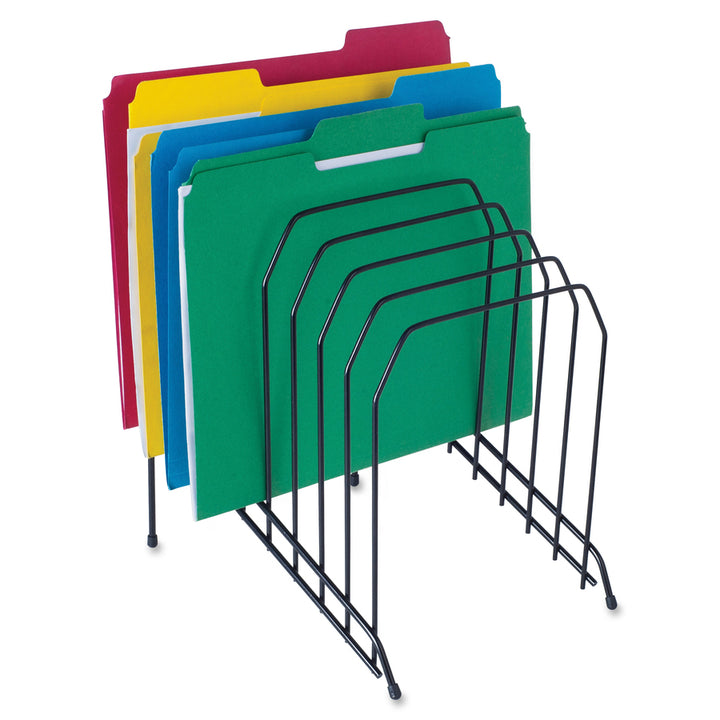 Image of Lorell Vertical File, Wire, 8 Divider, 8"x10-3/8"x11-7/8", BK