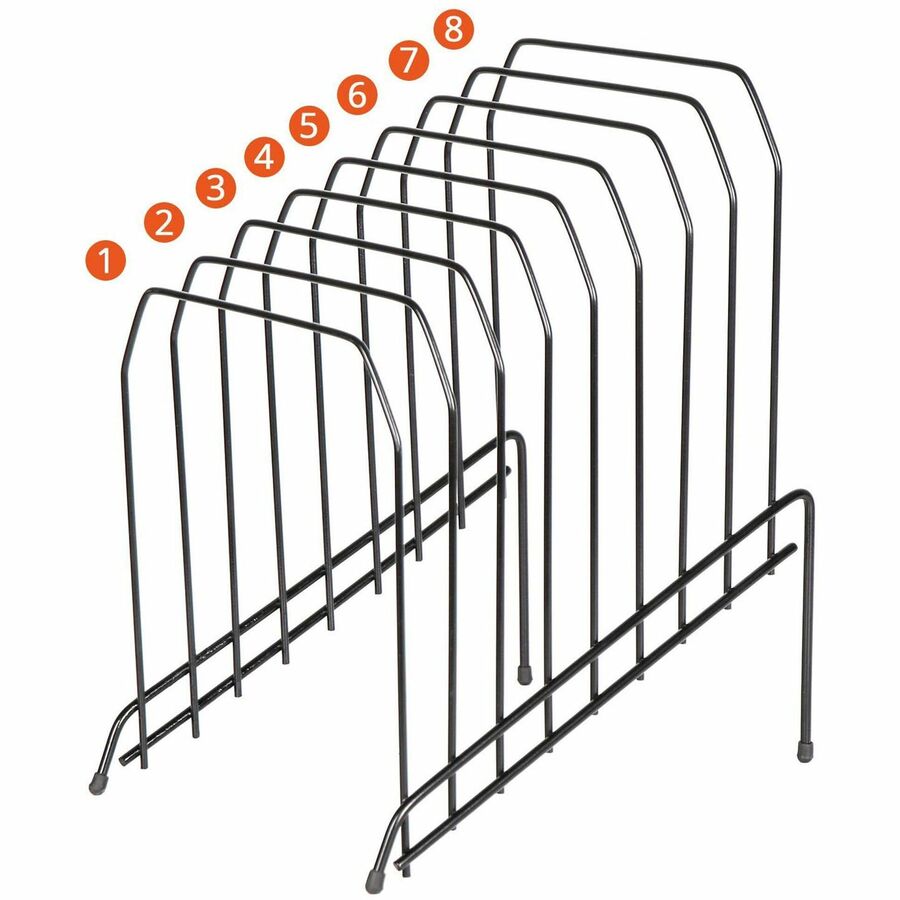 Image of Lorell Vertical File, Wire, 8 Divider, 8"x10-3/8"x11-7/8", BK