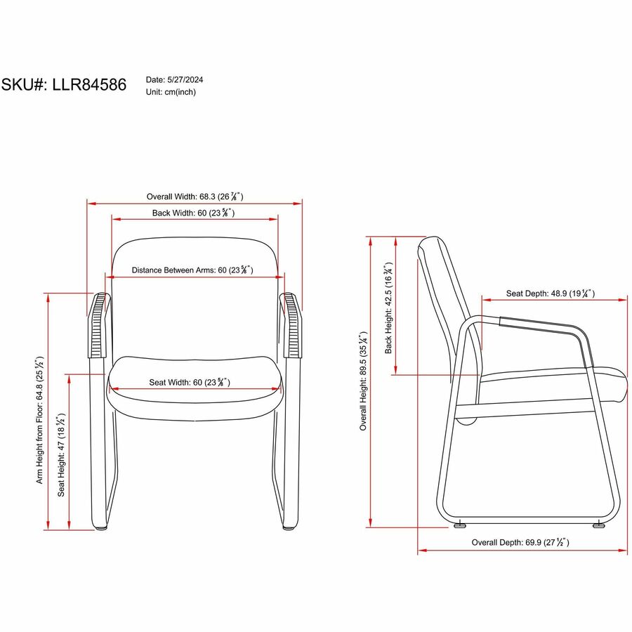 Image of Lorell 84586 Deluxe Guest Seating Big & Tall Guest Chair with Arms