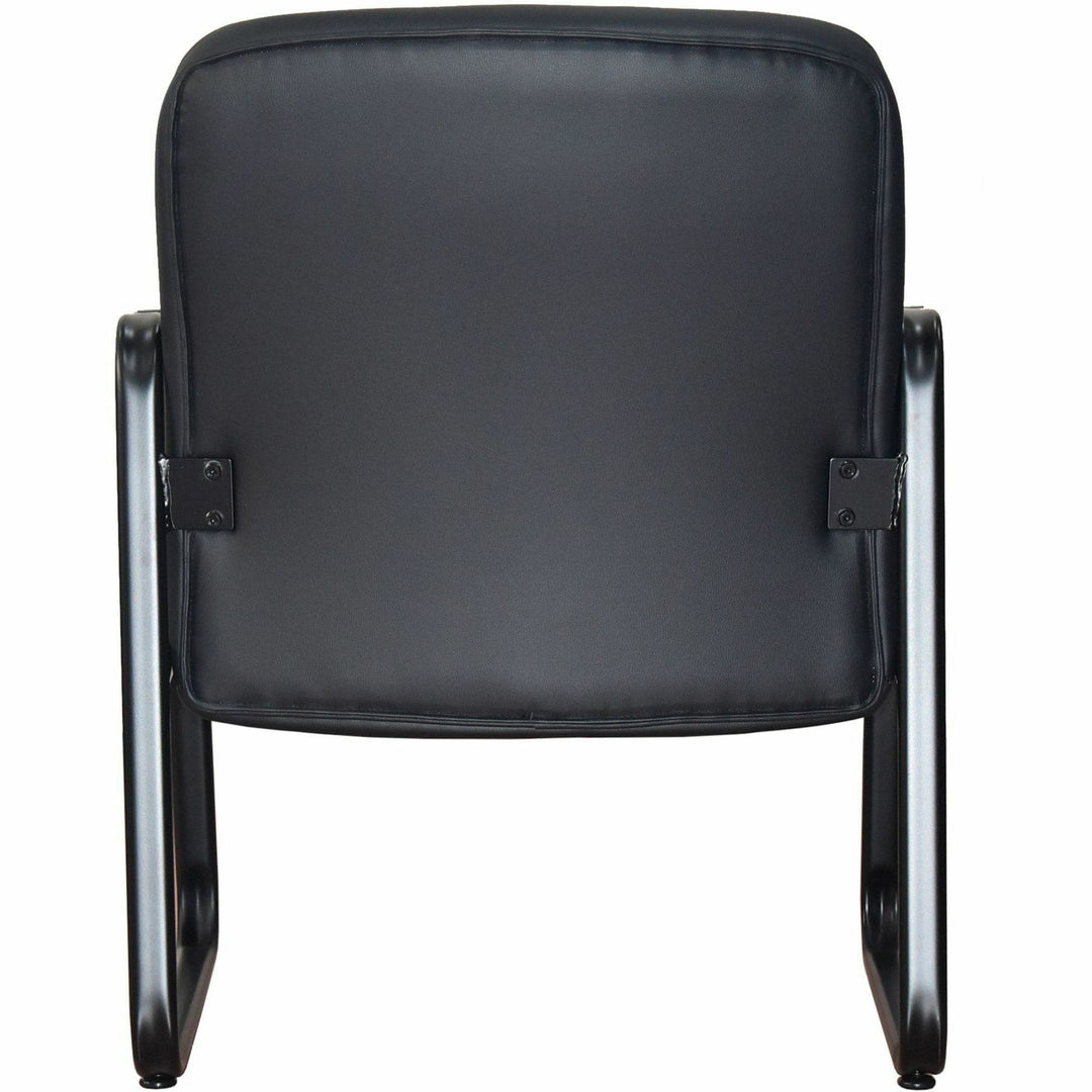 Image of Lorell Leather Guest Chair, 26-1/4"x27-1/4"x35", Black