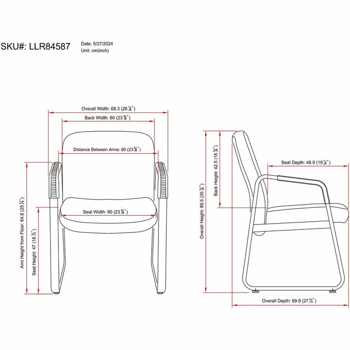Image of Lorell Leather Guest Chair, 26-1/4"x27-1/4"x35", Black