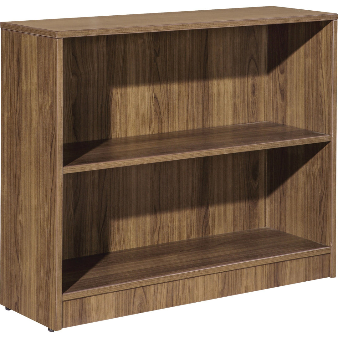 Image of Lorell Bookcase, 2-Shelf, 1 Adj Shelf, 36"x12"x29-1/2", Walnut