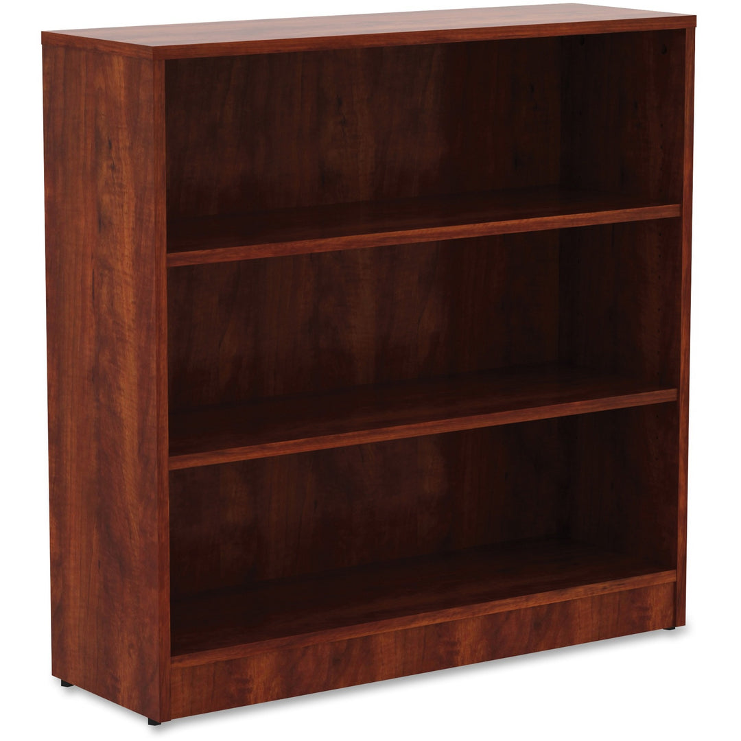 Image of Lorell Bookcase, 3-Shelf, 2 Adj Shelves, 36"x12"x36", Cherry