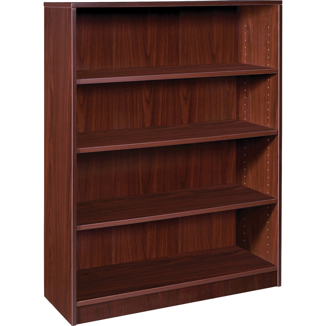 Image of Lorell Bookcase, 4-Shelf, 3 Adj Shelves, 36"x12"x48", Mahogany