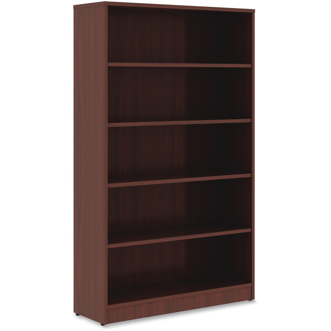 Image of Lorell Bookcase, 5-Shelf, 4 Adj Shelves, 36"x12"x60", Mahogany