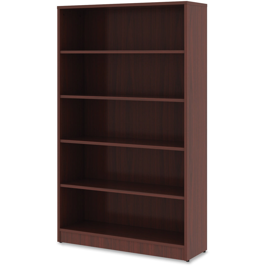 Image of Lorell Bookcase, 5-Shelf, 4 Adj Shelves, 36"x12"x60", Mahogany
