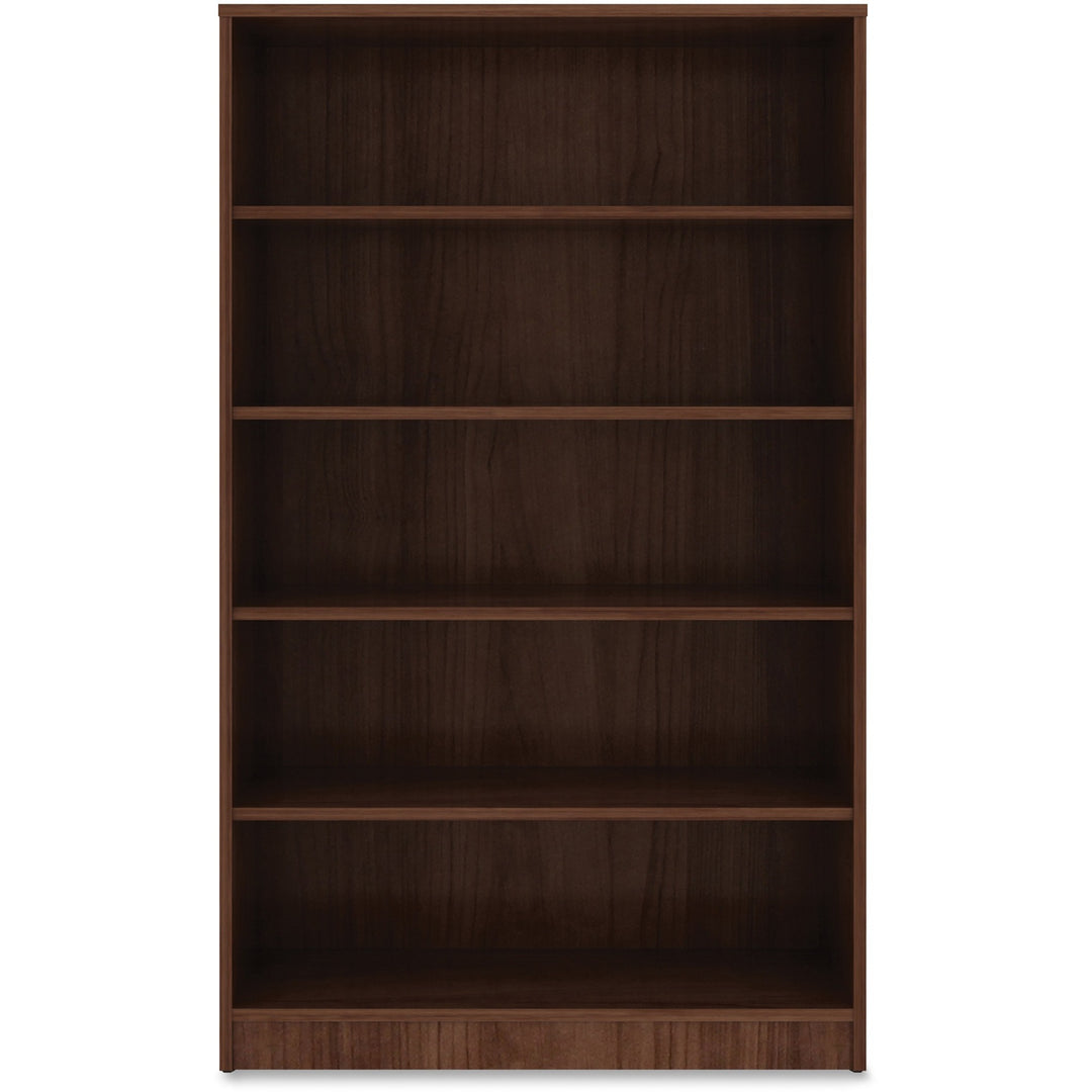 Image of Lorell Bookcase, 5-Shelf, 4 Adj Shelves, 36"x12"x60", Walnut
