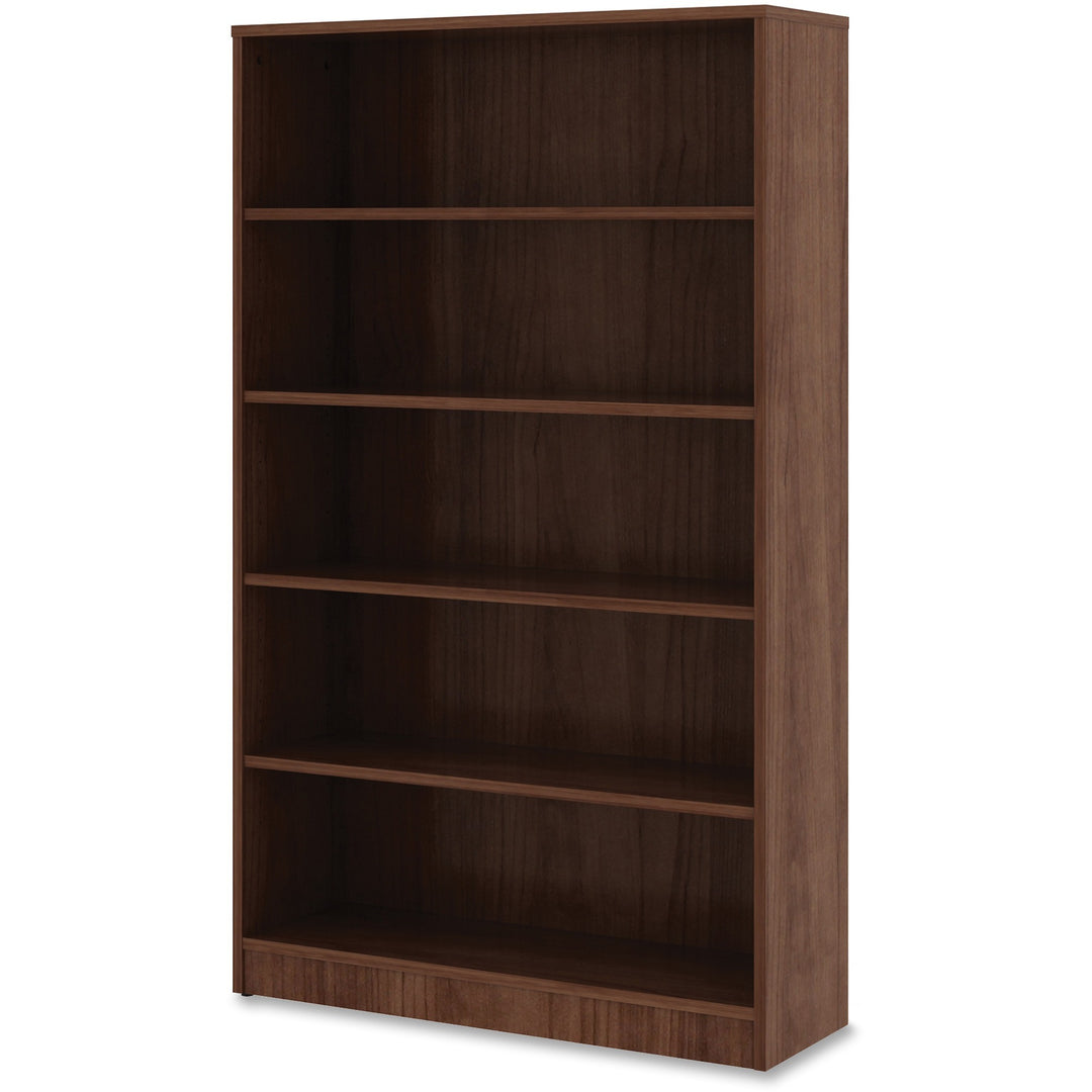 Image of Lorell Bookcase, 5-Shelf, 4 Adj Shelves, 36"x12"x60", Walnut