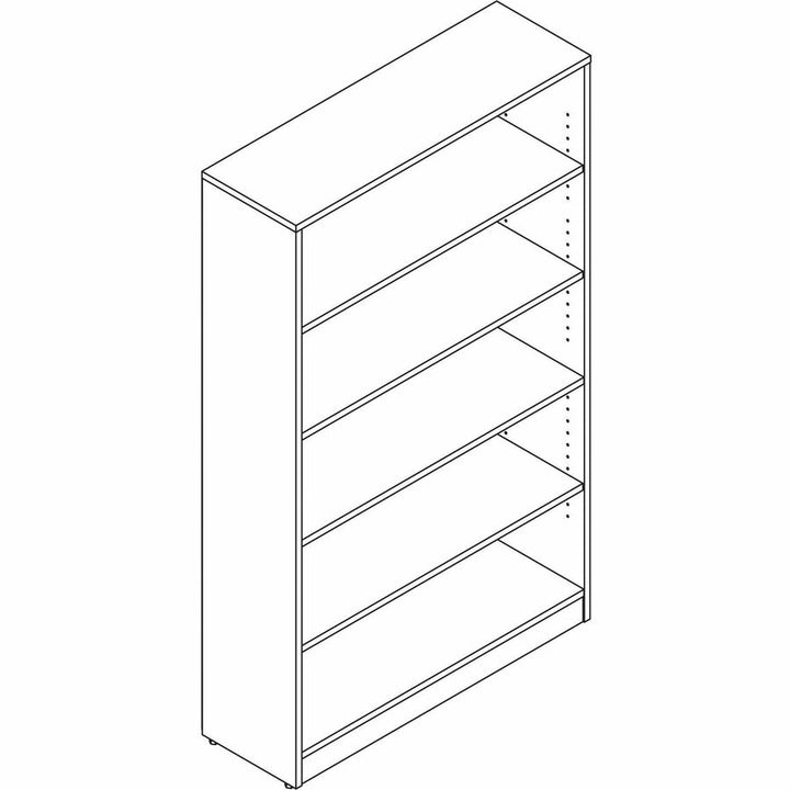 Image of Lorell Bookcase, 5-Shelf, 4 Adj Shelves, 36"x12"x60", Walnut