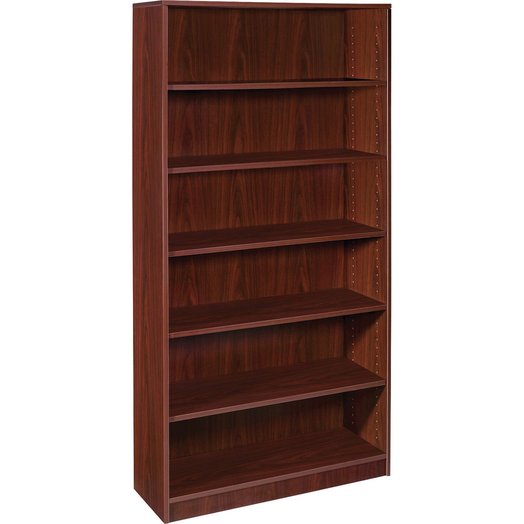 Image of Lorell Bookcase, 6-Shelf, 5 Adj Shelves, 36"x12"x72", Mahogany