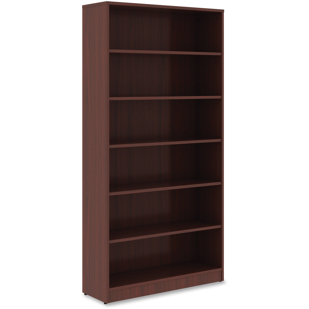 Image of Lorell Bookcase, 6-Shelf, 5 Adj Shelves, 36"x12"x72", Mahogany
