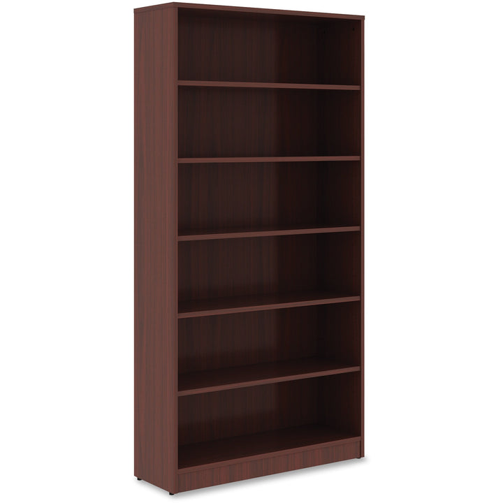 Image of Lorell Bookcase, 6-Shelf, 5 Adj Shelves, 36"x12"x72", Mahogany