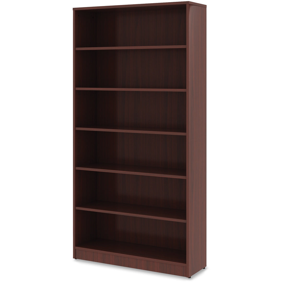Image of Lorell Bookcase, 6-Shelf, 5 Adj Shelves, 36"x12"x72", Mahogany
