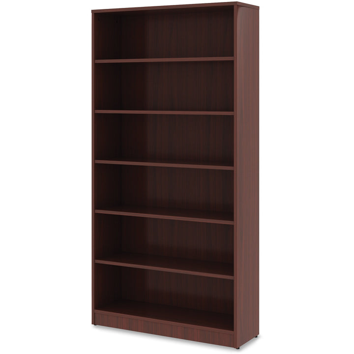 Image of Lorell Bookcase, 6-Shelf, 5 Adj Shelves, 36"x12"x72", Mahogany