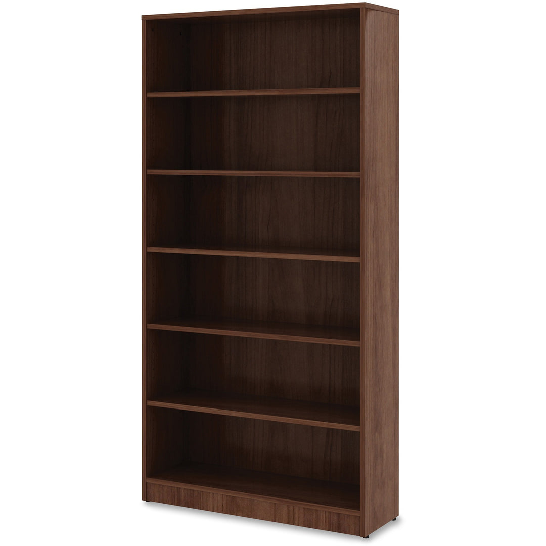 Image of Lorell Bookcase, 6-Shelf, 5 Adj Shelves, 36"x12"x72", Walnut