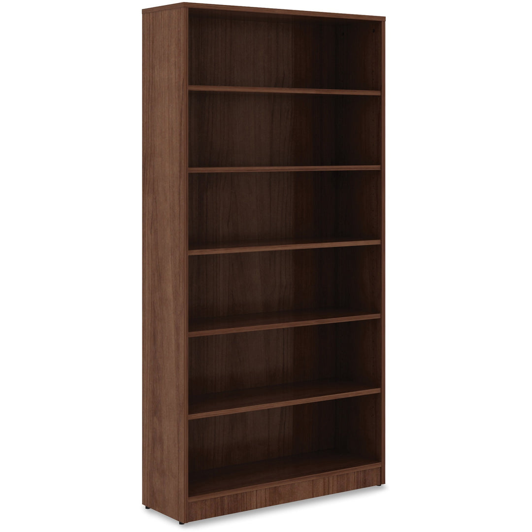 Image of Lorell Bookcase, 6-Shelf, 5 Adj Shelves, 36"x12"x72", Walnut