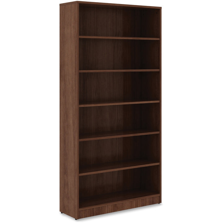 Image of Lorell Bookcase, 6-Shelf, 5 Adj Shelves, 36"x12"x72", Walnut