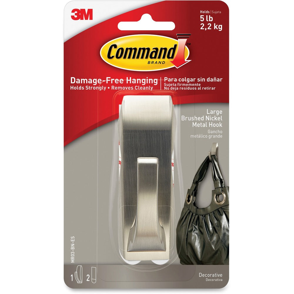 Image of 3M Damage-Free Nickel Metal Hook, Large, Nickel