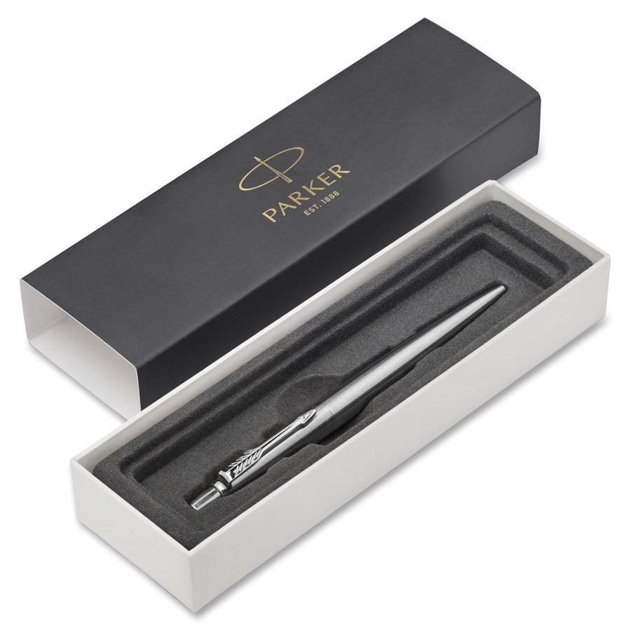 Image of Parker® Jotter Ballpoint Pen, Retractable, Fine 0.5 Mm, Blue Ink, Stainless Steel Barrel