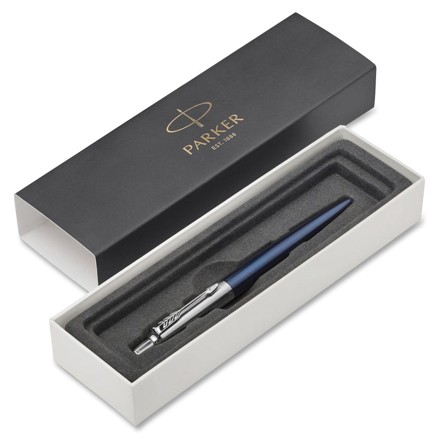 Image of Parker® Jotter Ballpoint Pen, Retractable, Medium 1 Mm, Blue Ink, Royal Blue/chrome Barrel