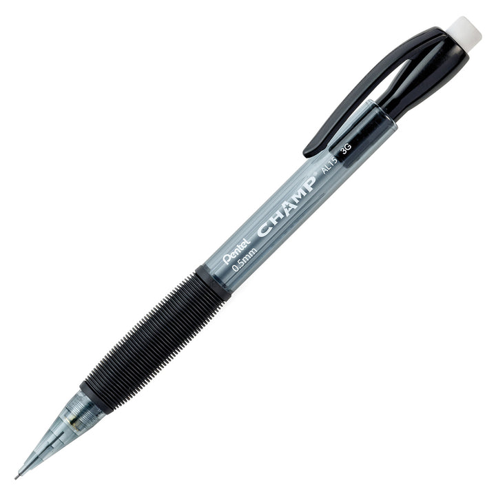 Image of Pentel® Champ Mechanical Pencil Value Pack, 0.5 mm, HB (#2), Black Lead, Clear/Black Barrel, 24/Pack