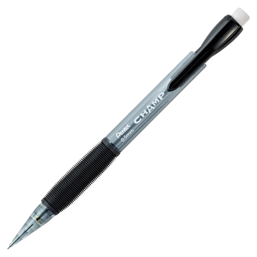 Image of Pentel® Champ Mechanical Pencil Value Pack, 0.5 mm, HB (#2), Black Lead, Clear/Black Barrel, 24/Pack