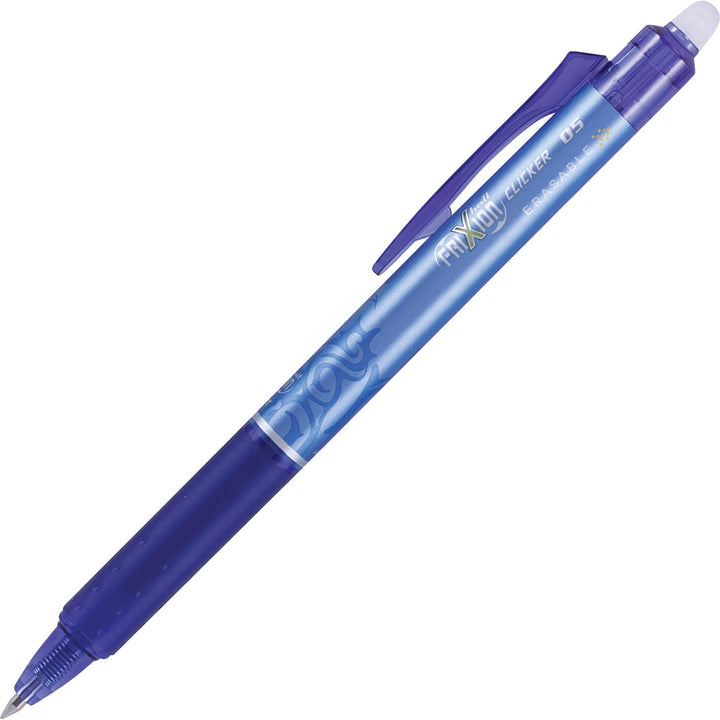Image of Pilot® Frixion Clicker Erasable Gel Pen, Retractable, Extra-Fine 0.5 Mm, Blue Ink, Blue Barrel, Dozen