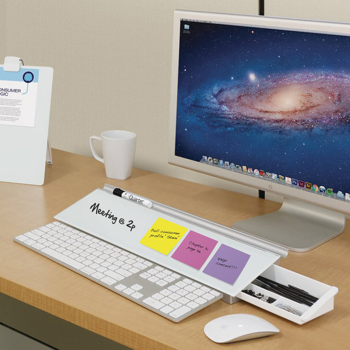 Image of Quartet® Glass Dry Erase Desktop Computer Pad, 18" x 6", White Surface
