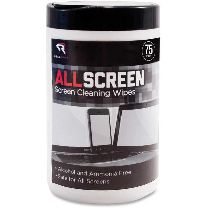 Image of Read Right® AllScreen Screen Cleaning Wipes, 1-Ply, 6 x 6, Unscented, White, 75/Tub