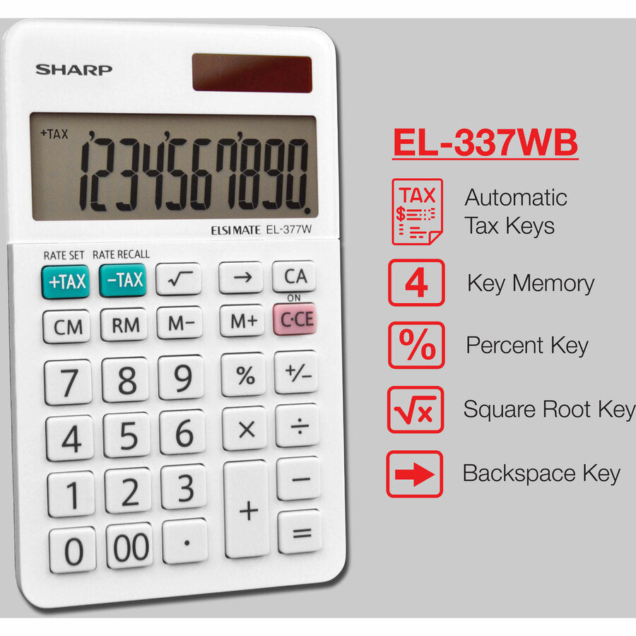 Image of Sharp® El-377wb Large Pocket Calculator, 10-Digit Lcd