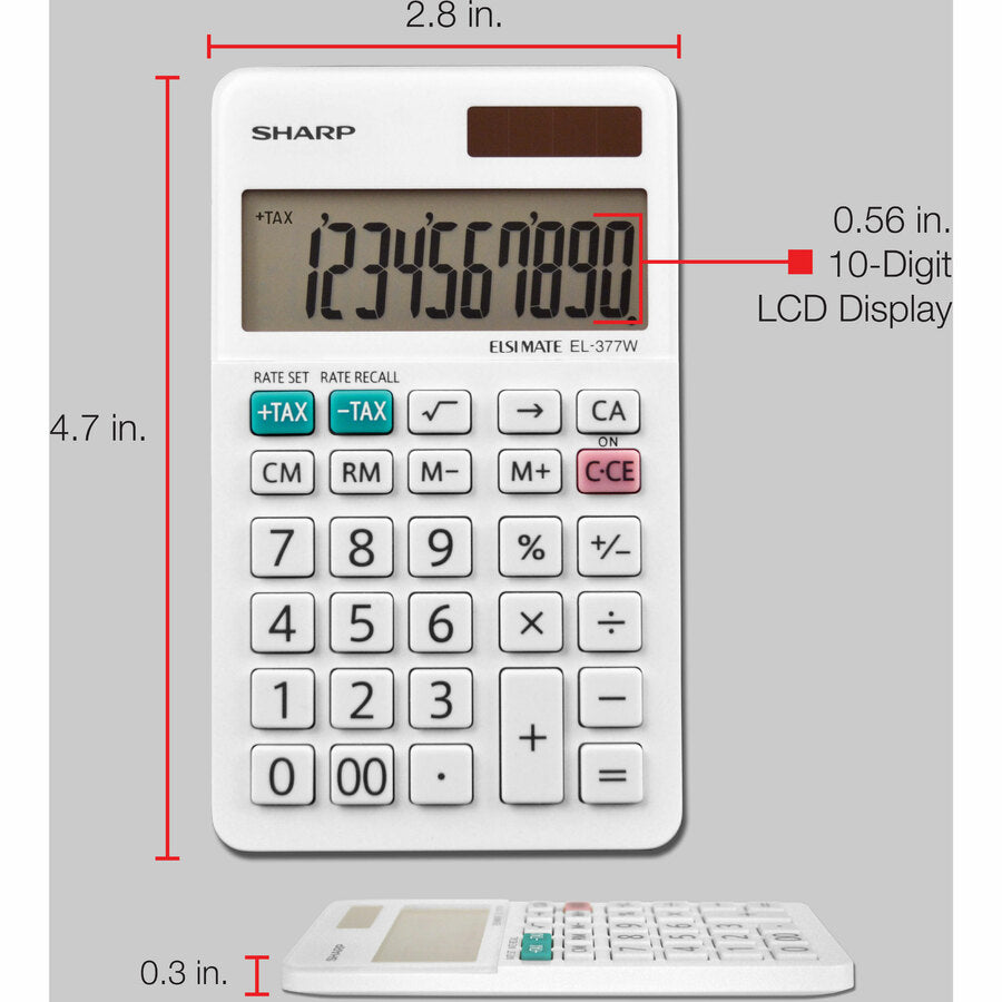 Image of Sharp® El-377wb Large Pocket Calculator, 10-Digit Lcd
