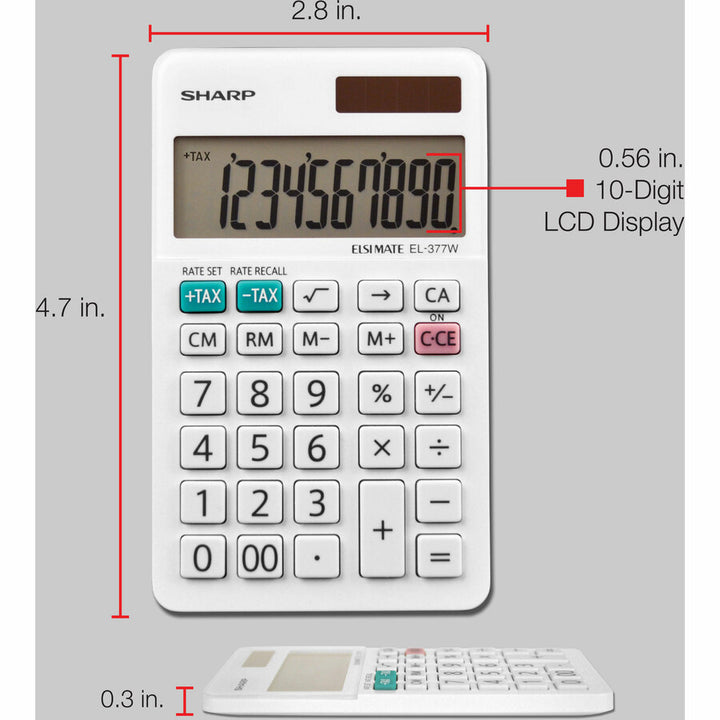 Image of Sharp® El-377wb Large Pocket Calculator, 10-Digit Lcd