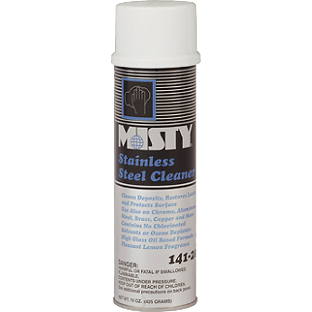 Image of MISTY 1001541 Stainless Steel Cleaner, Lemon Scent, Oil Based, Silver, Black, 1 Each