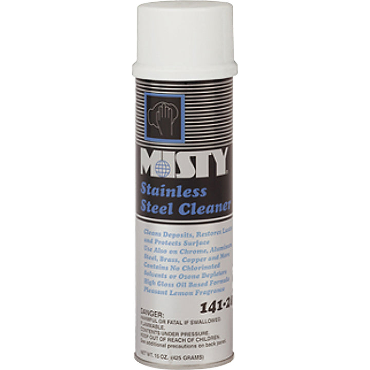 Image of MISTY 1001541 Stainless Steel Cleaner, Lemon Scent, Oil Based, Silver, Black, 1 Each