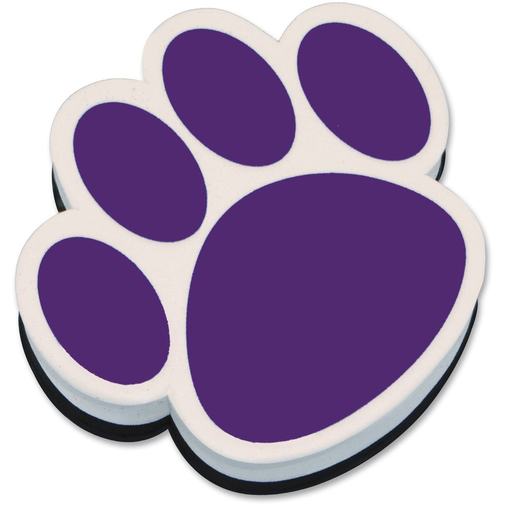 Image of Ashley Productions, Inc. Whiteboard Eraser, Magnetic, Paw Design, 3-3/4", Purple