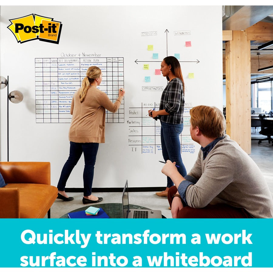 Image of Post-it® Dry Erase Surface, Laminate Film, 50 ft x 7 mil x 48", White