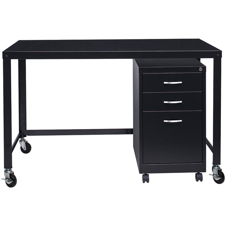 Image of Lorell RTA Mobile Desk, 48"x23"x29-1/2", Black