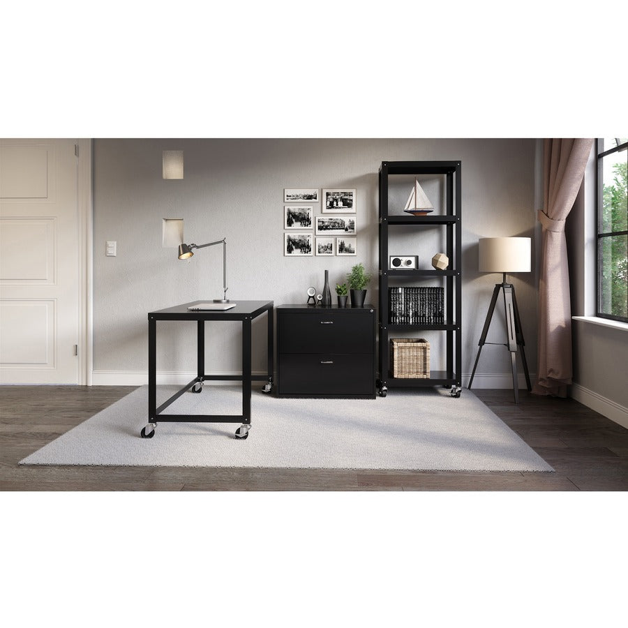 Image of Lorell RTA Mobile Desk, 48"x23"x29-1/2", Black