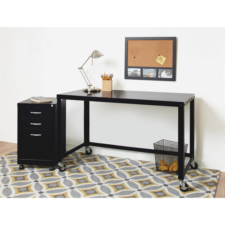 Image of Lorell RTA Mobile Desk, 48"x23"x29-1/2", Black