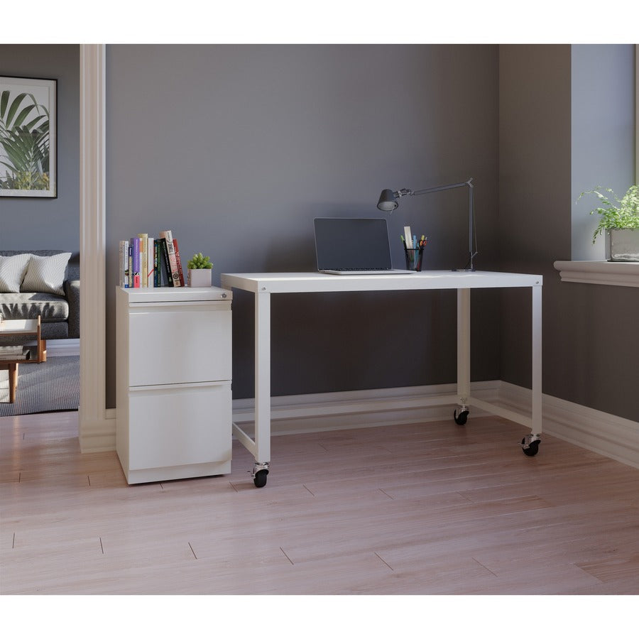 Image of Lorell RTA Mobile Desk, 48"x23"x29-1/2", White